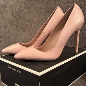 Shoemint Classic Leather Pointed-Toe Pink Stiletto Pumps